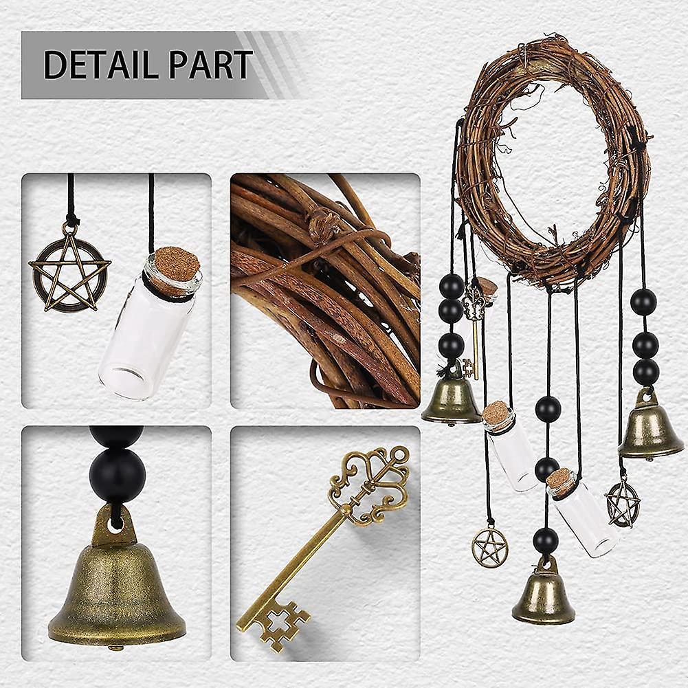 Witch Bells Wreath Handmade Wind Chimes Witch Rattan Bells
