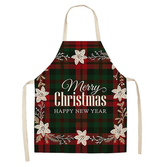 Linen Merry Christmas Apron for Home Kitchen Antifouling Apron C