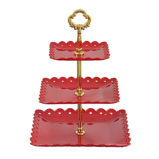 Fruit Tray 3-layer Entrepreneurial Cake Rack Wedding Cake Tray Red