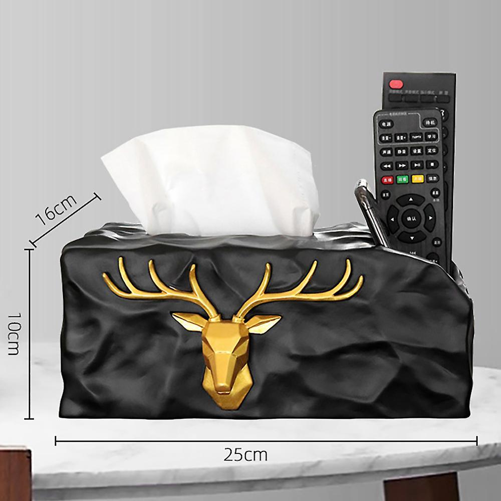 European Resin Golden Deer Head Tissue Box Elk Pen Holder A