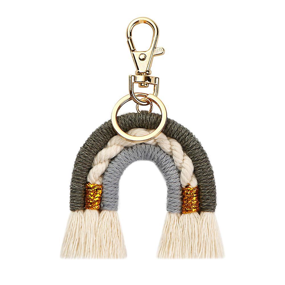 Macrame Rainbow Keychain, Handwoven Keyring, Boho Colourful, C