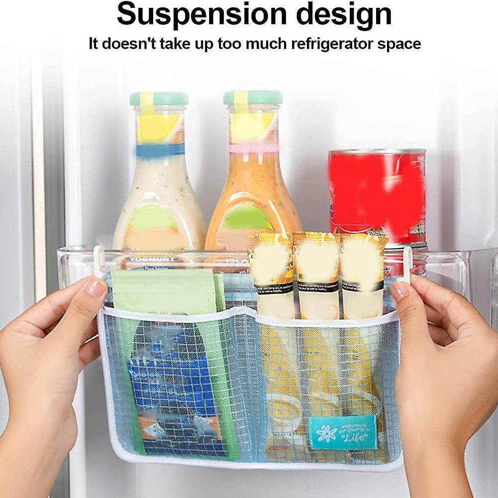 Fridge Hanging Bag for Kitchen Household Sundries Sorting Bag (blue)