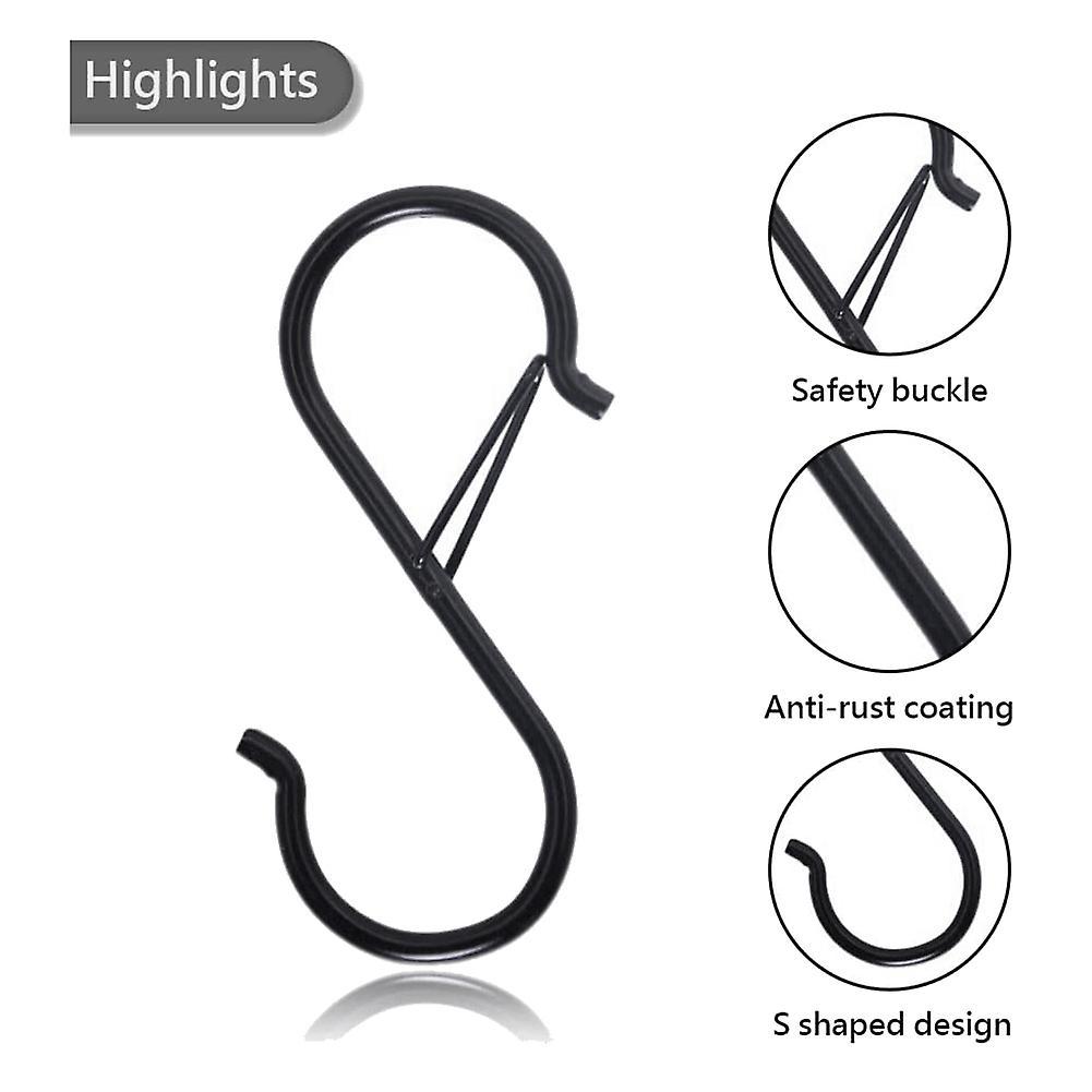 8pcs S Hooks for Hanging for Kitchen Utensil and Closet Rod - Black