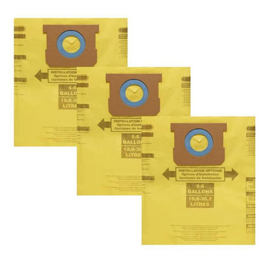 3 Pack Type H Vacuum Filter Bags for Shop Vac 5-8 Gallon Vacuums