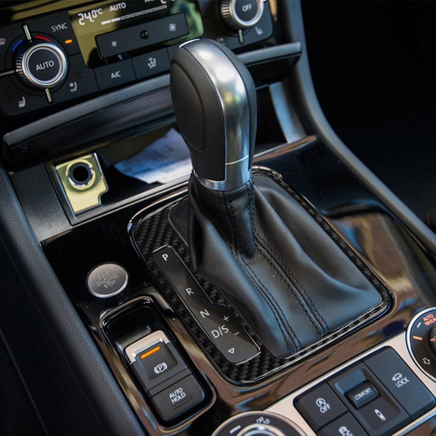 For-touareg 2011-2018 Real Carbon Fiber Console Gear Shift Frame