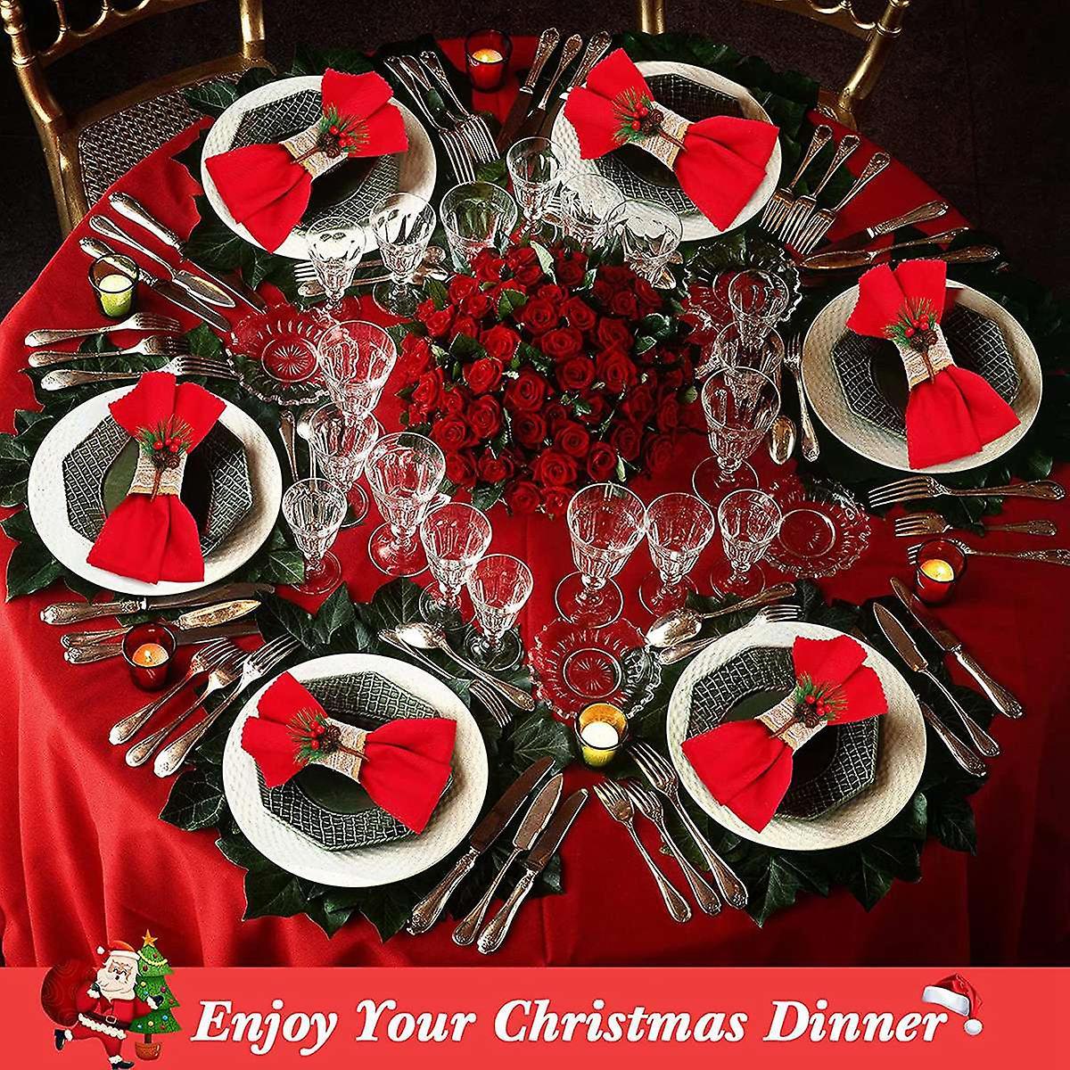 6pcs Christmas Napkin Rings Burlap Napkin Holders,for Wedding