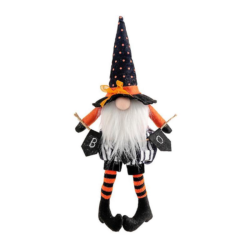 Halloween Long Legs with Broom Dwarf Doll Faceless Doll -black