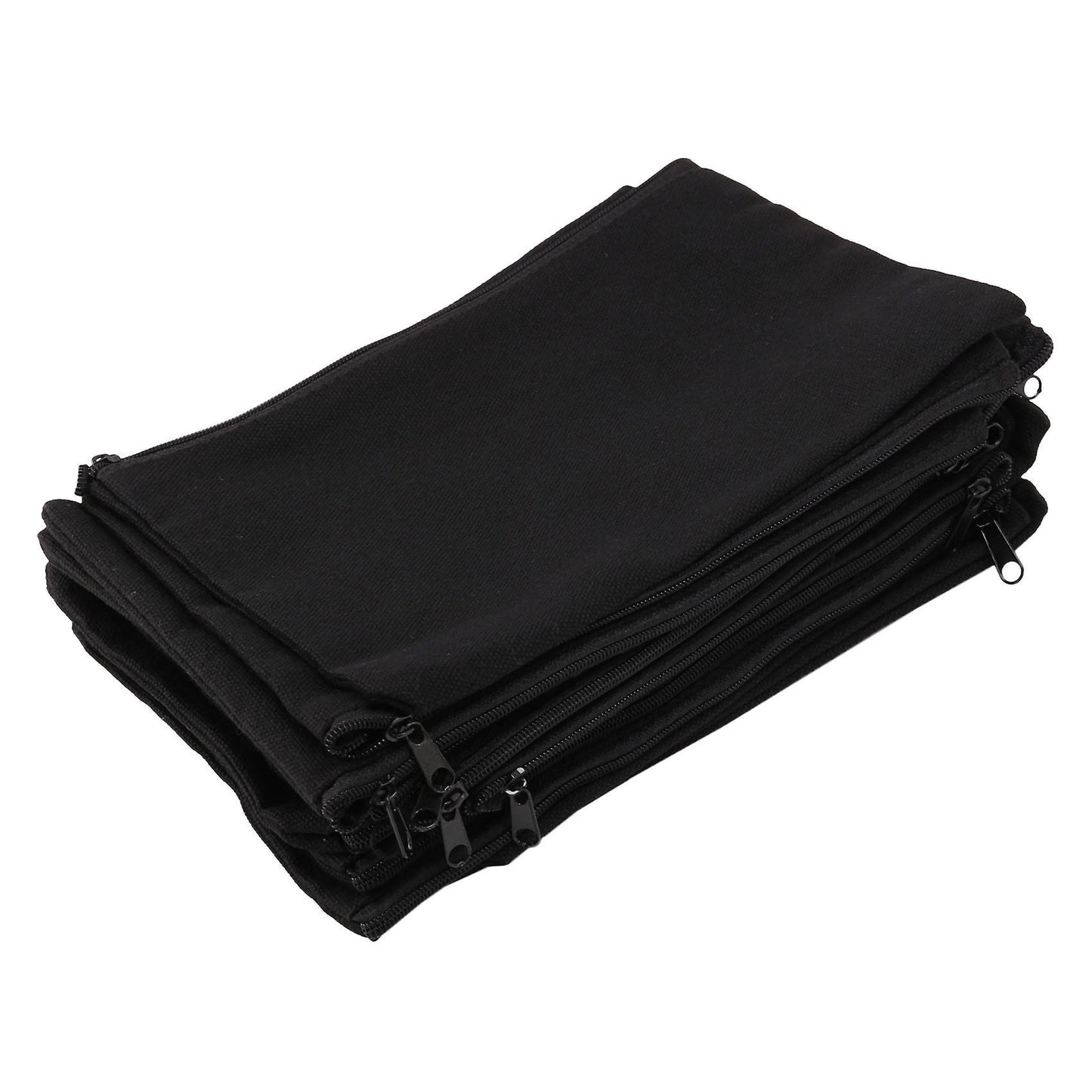 16pcs Canvas Cosmetic Bags Pouch with Zipper for Diy Craft (black)