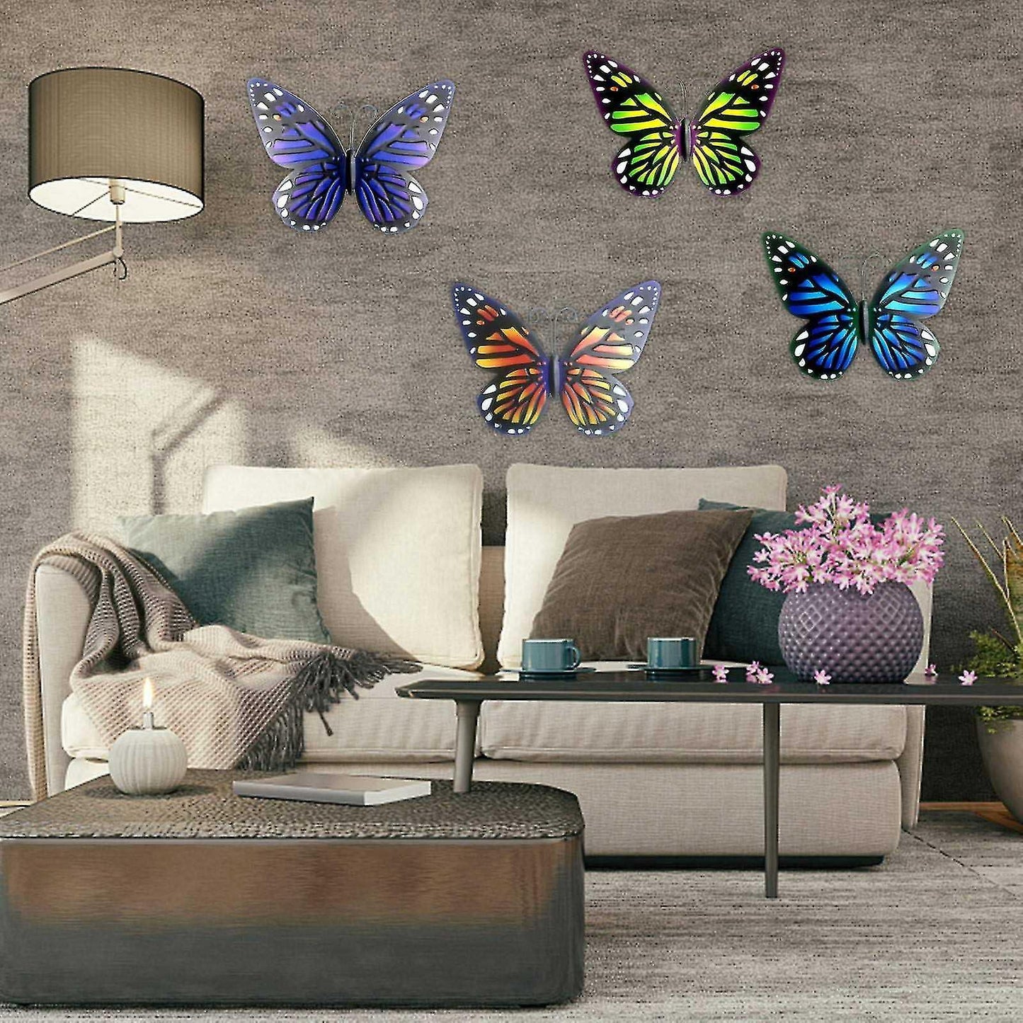 Hollowed-out Wrought Iron Metal Butterfly for Home Decor-orange