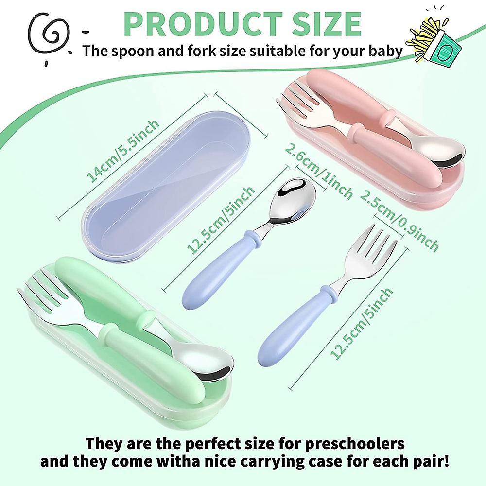 3 Sets Toddler Utensils Toddler Flatware Set Blue,green,pink
