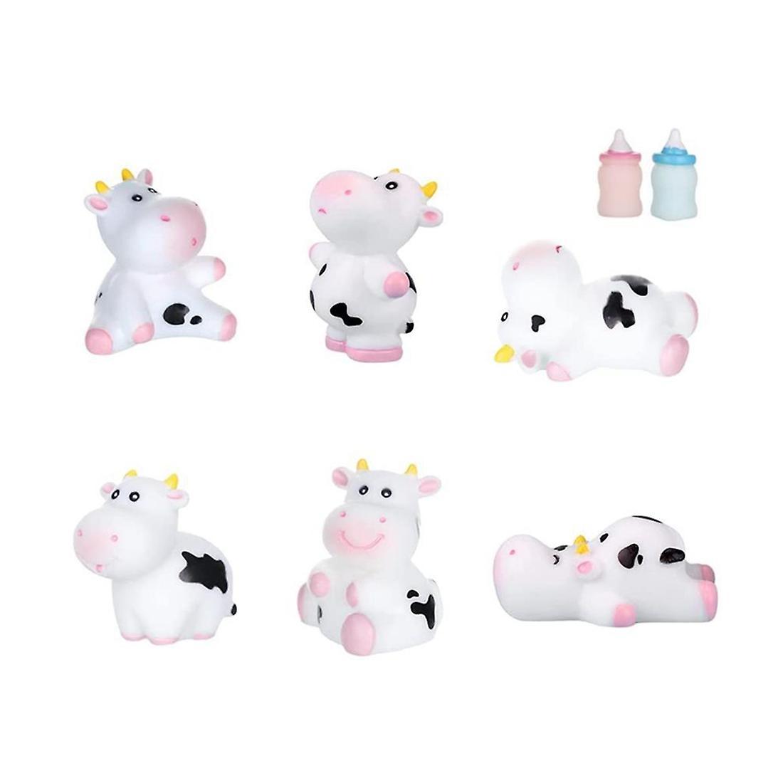 8pcs Micro-landscape Decorations Miniature Cow for Home Kitchen Cake
