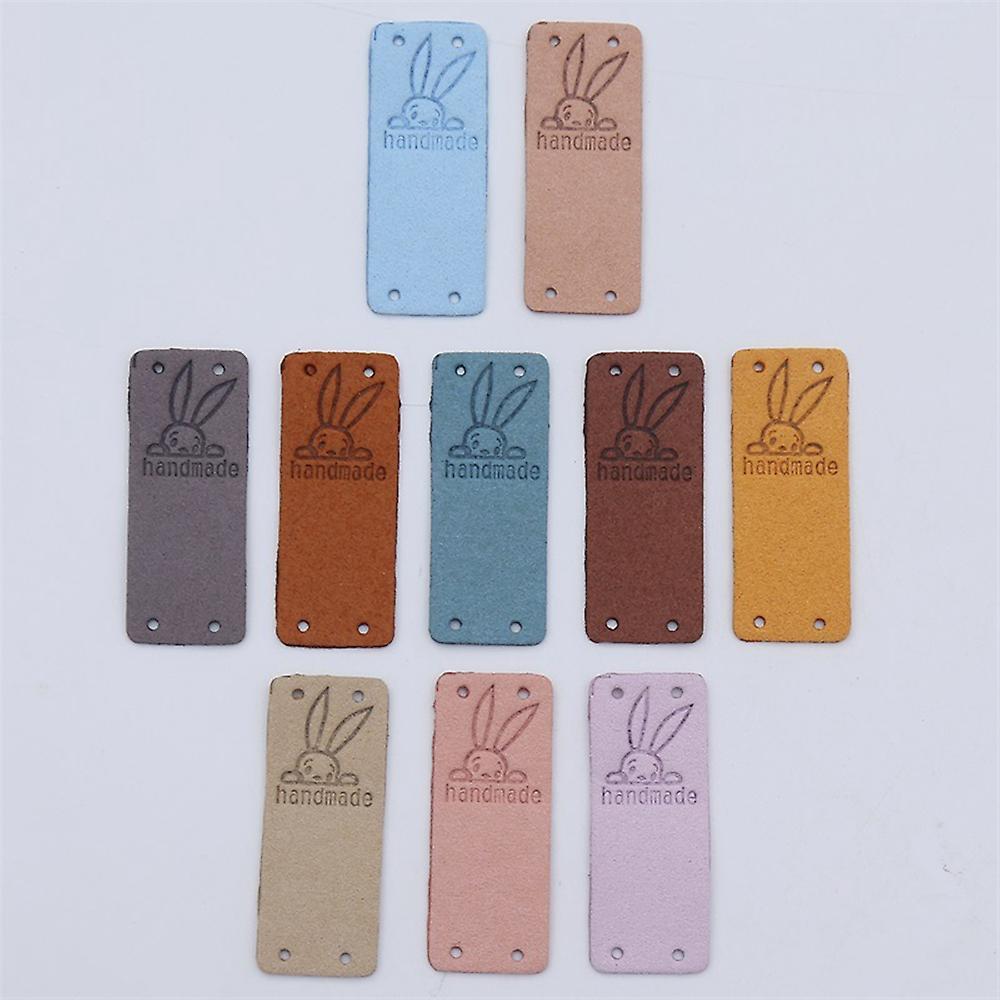 50pcs Pu Leather Label Clothing Hand Made Embossed Tag for Jeans Bags