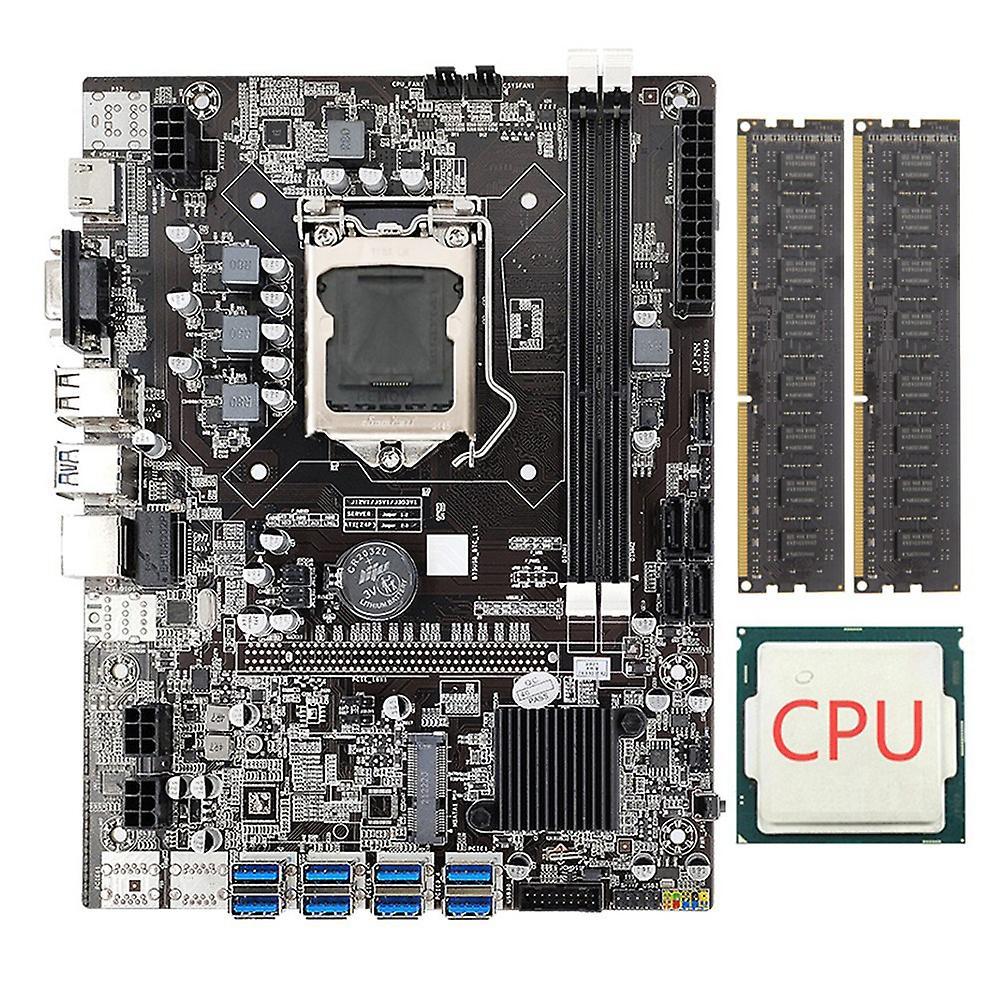 B75 Eth Mining Motherboard+cpu+2x4g Ddr3 1333mhz Ram Lga1155 8xpcie