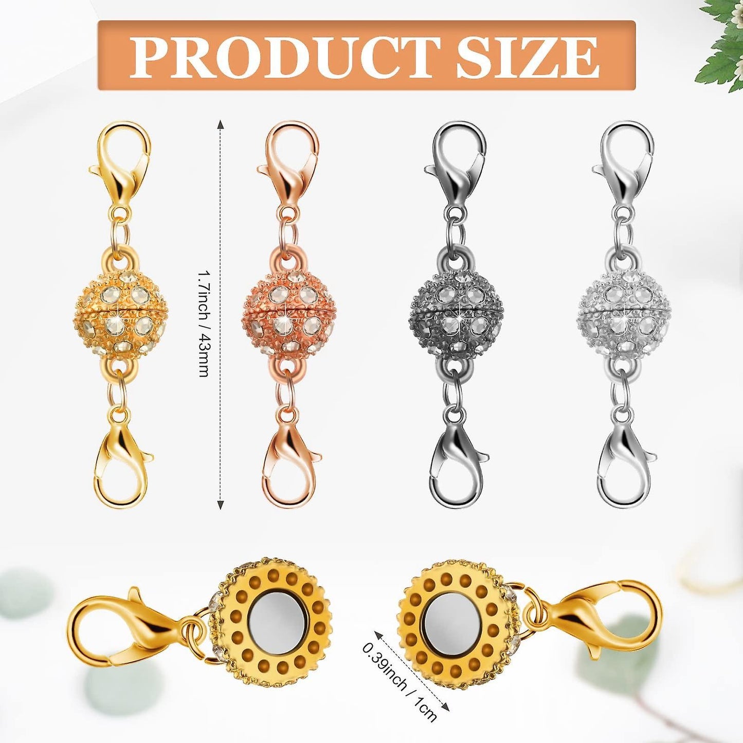 8 Pcs Magnetic Clasps for Jewelry Locking Charms with Lobster Clasp
