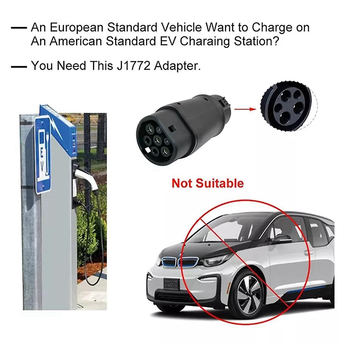 Evse Ev Adaptor 32a J1772 Type 1 to Type 2 Plug Ev Adapter