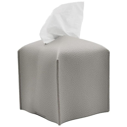 Tissue Box Cover Holder Square Pu Leather Facial Tissue Box -grey