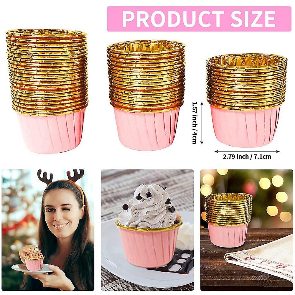 Foil Cupcake Baking Cups,cupcake Liners Ramekin Cup,for Parties Pink