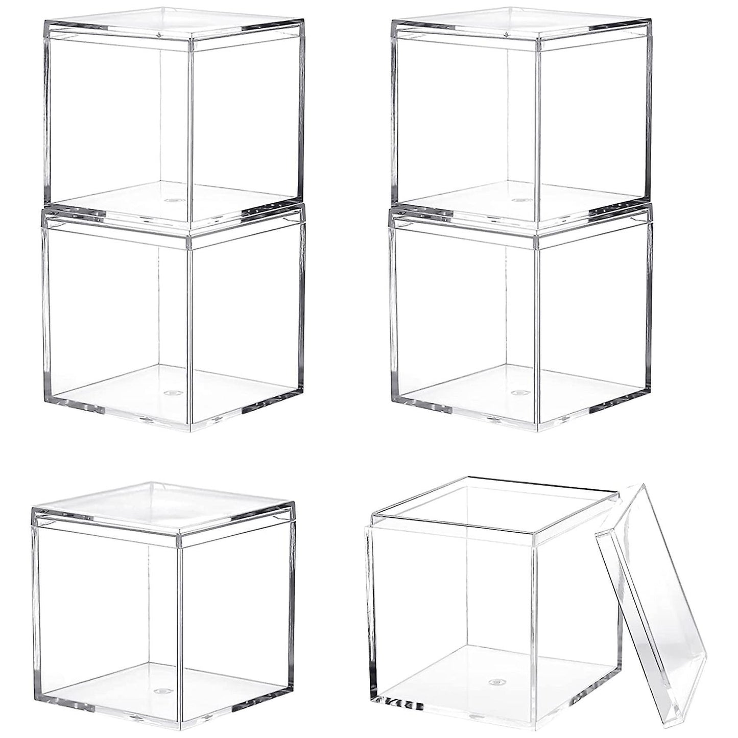 4 Pack Plastic Containers 2.5x2.5x2.5inch for Candy Pill and Jewelry