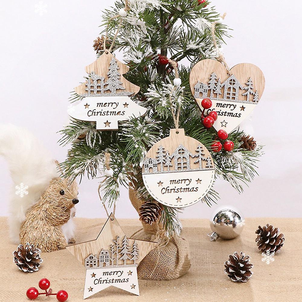 Christmas Pendant, Wooden Christmas Star Pattern Hanging Ornaments