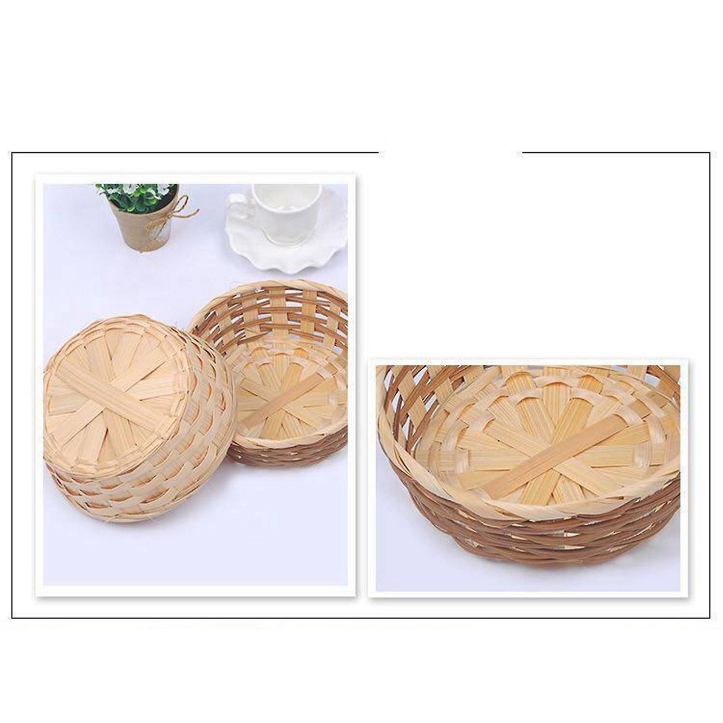Handmade 7inch Bread Serving Basket Fruit Tray for Food Snack 2 Pcs