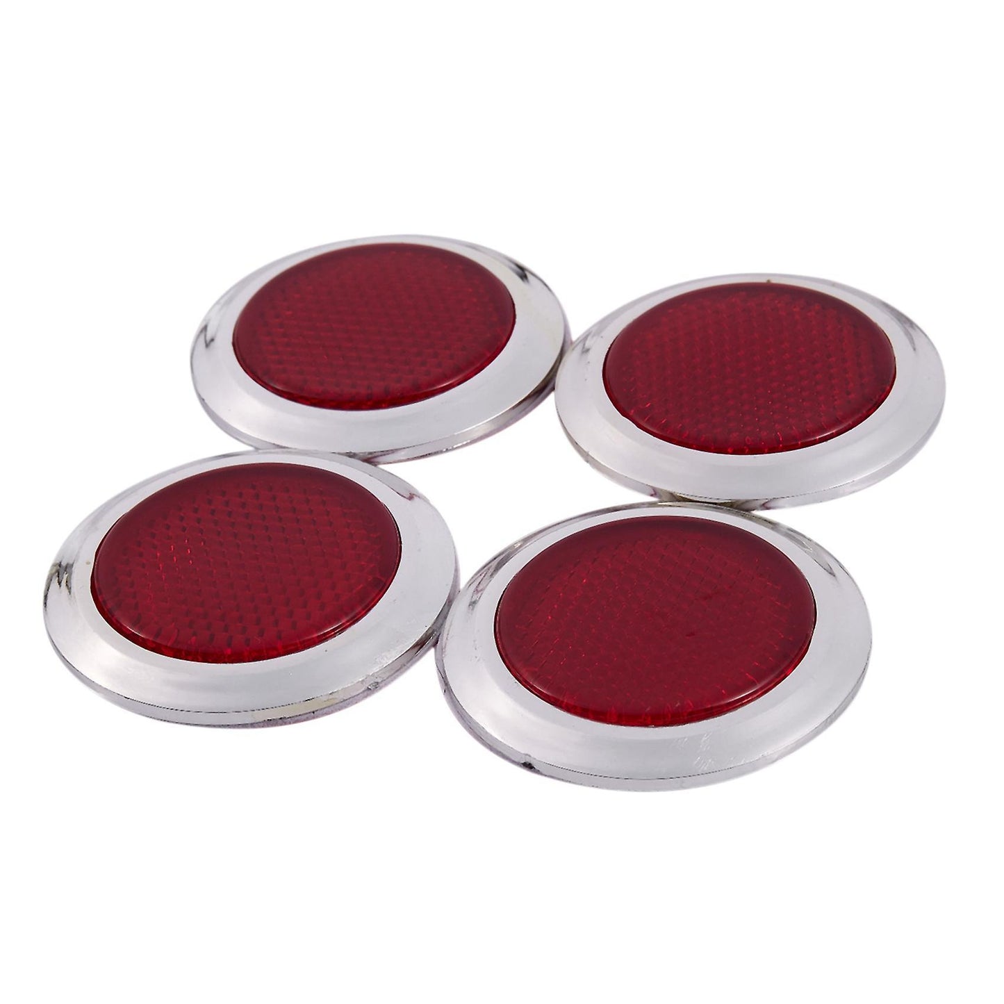 4 Pcs Auto Car Plastic Round Reflective Reflector Sticker Red