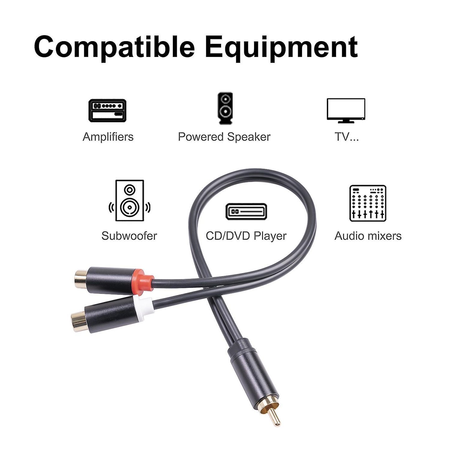 2rca Female Audio Cable for Tv Pc Dvd Speaker Audio Amplifiers