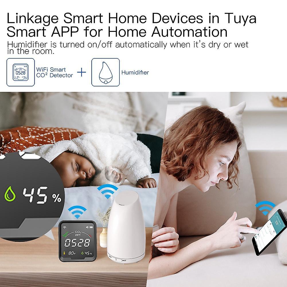 Wifi Tuya Smart Co2 Detector 3 In 1 Carbon Dioxide Detector