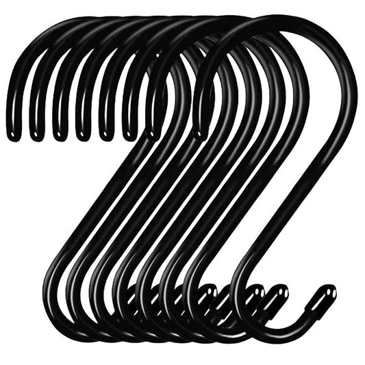8 Pcs Large Vinyl Coated S Hooks 6 Inch, Steel Metal Closet Hook