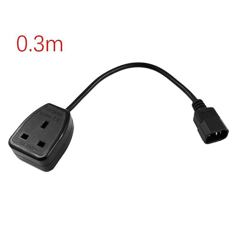 Iec C14 Male Plug to Uk 3pin Female Socket Power Adapter Cable (0.3m)