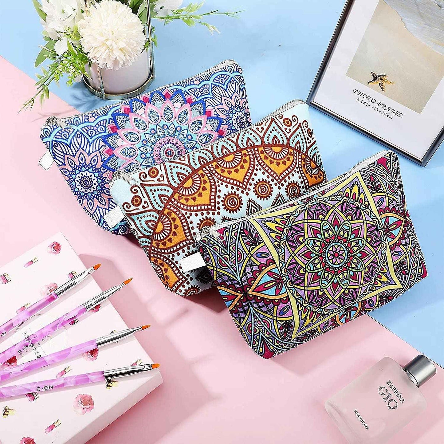 Cosmetic Bags,diy Zipper Canvas Pencil Bag for School Travel Diy