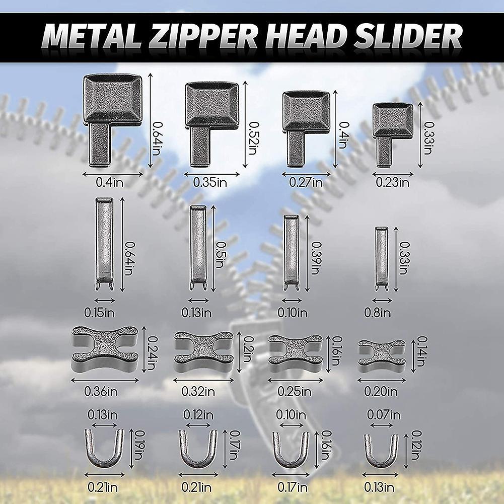 120 Pieces Metal Zipper Head Slider,zipper Stopper Repair Tool Kit