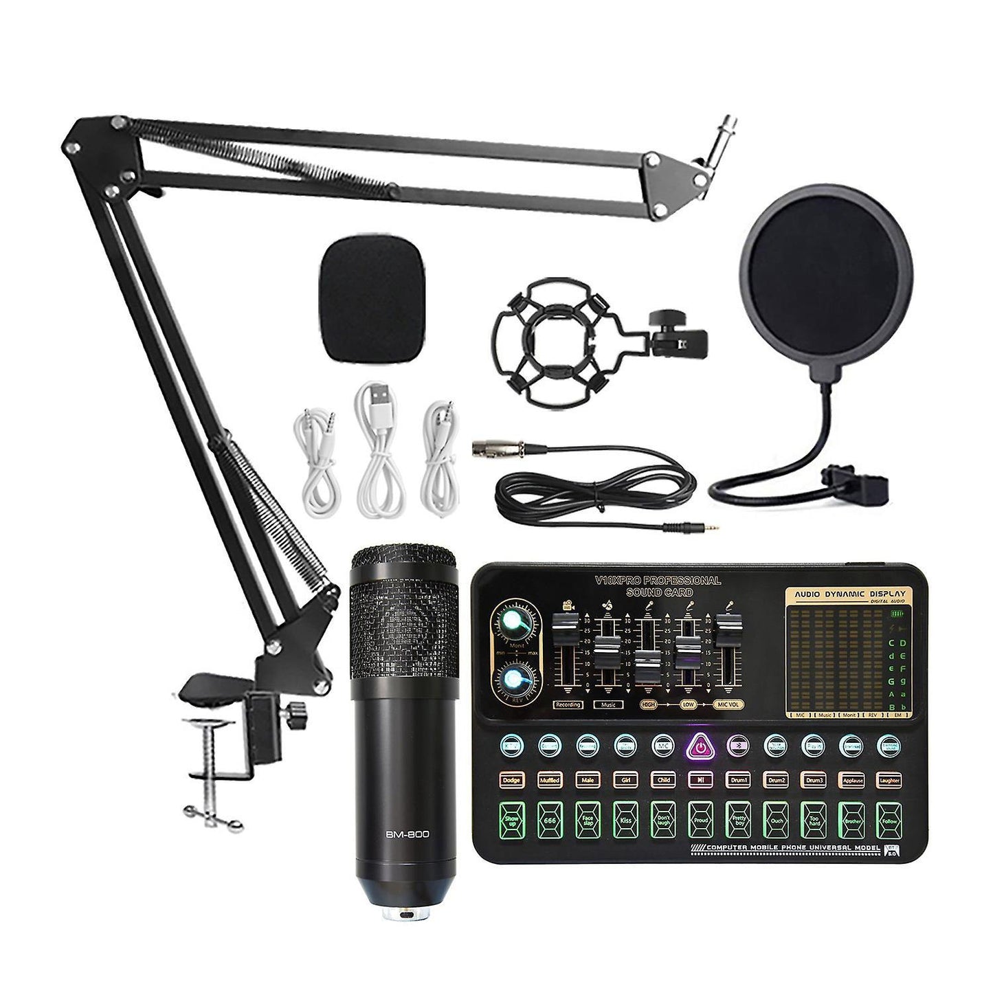 Condenser Microphone Bm800 V10 Pro Sound Card for Pc (black)