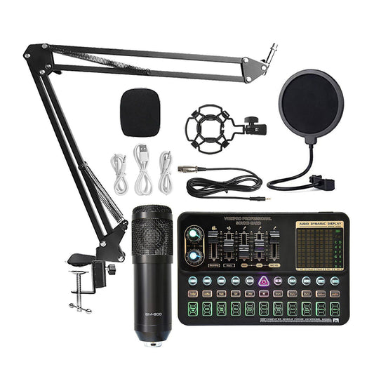 Condenser Microphone Bm800 V10 Pro Sound Card for Pc (black)