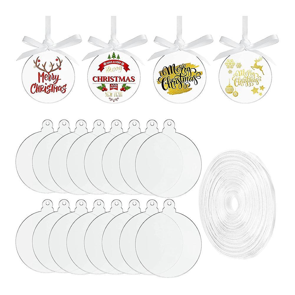 Acrylic Ornaments Diy Round Clear Christmas Blank Disc with Hole