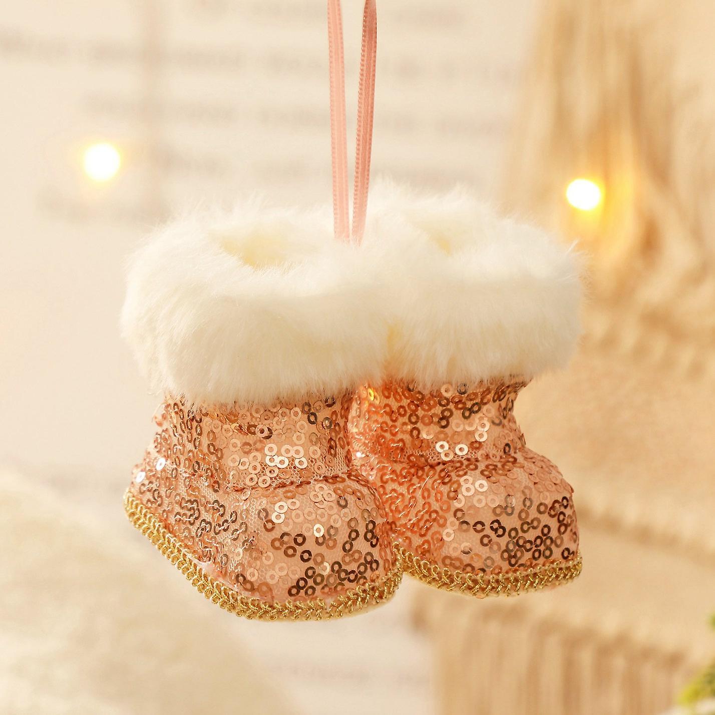 Christmas Plush Boot Shoe Toy Xmas Tree Hanging Pendant Ornaments, B