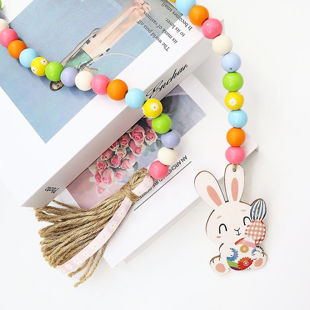 Easter Wood Bead Garland Decor - Tiered Tray Beads Home Decoration