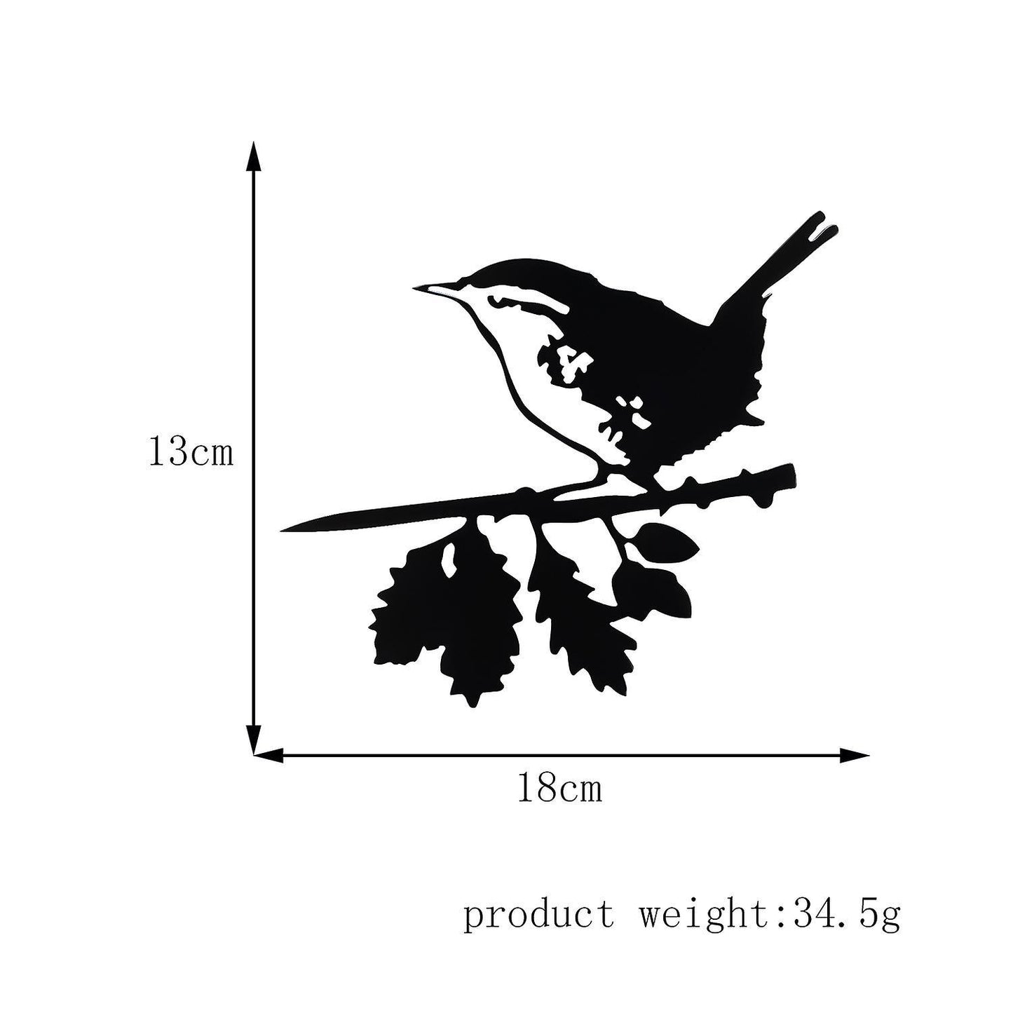 Metal Bird Silhouette Ornament On Branch Statue Home Garden Decor,a