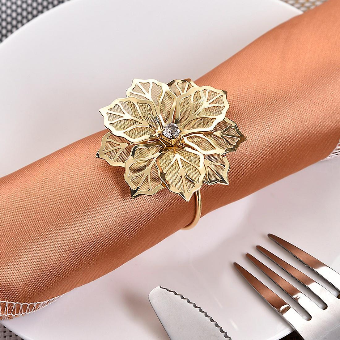 12pcs Alloy Flower Design Napkin Rings for Wedding Receptions