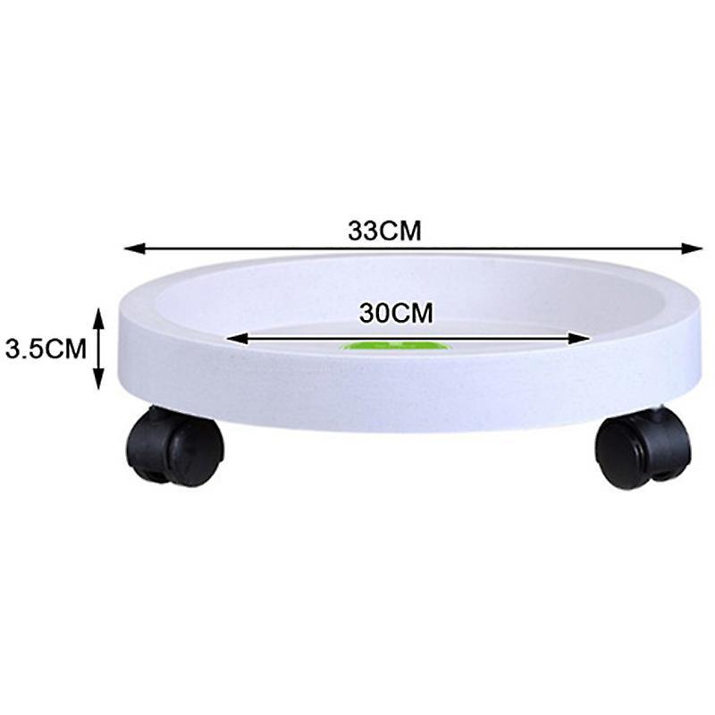 Removable Flower Pot Tray Universal Wheels Plastic Pot Rack-white