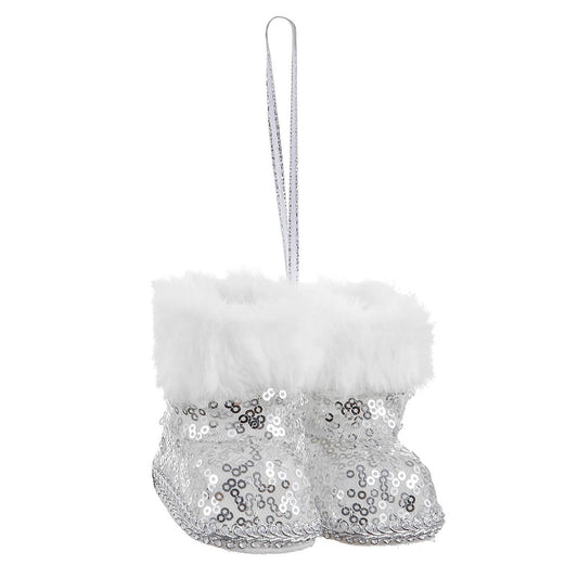 1pair Christmas Boots Ornaments Plush Mini Boots Pendant A