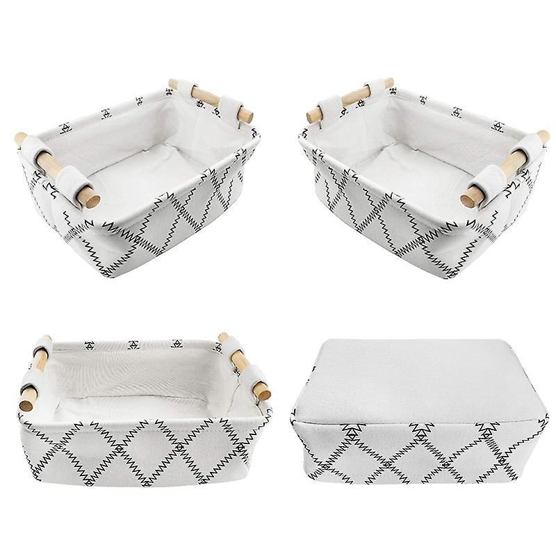 Decorative Storage Basket with Wooden Handles White Collapsible S