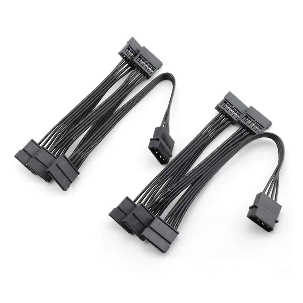 2pcs Molex 4pin Ide to 5 Sata 15pin Hard Drive Power Splitter Cable