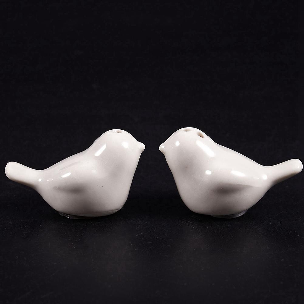 2 Set Of Love Birds Ceramic Salt and Pepper Shakers Favors - White