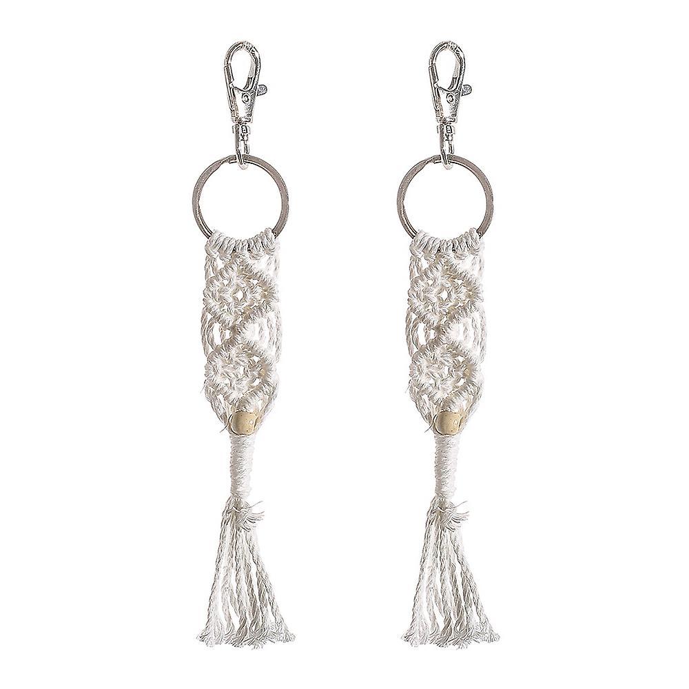 2 Pieces Mini Macrame Keychains Bag Charms with Tassels Handcrafted