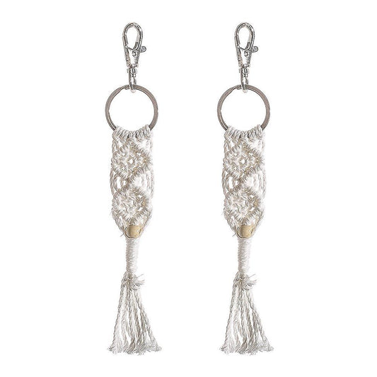 2 Pieces Mini Macrame Keychains Bag Charms with Tassels Handcrafted