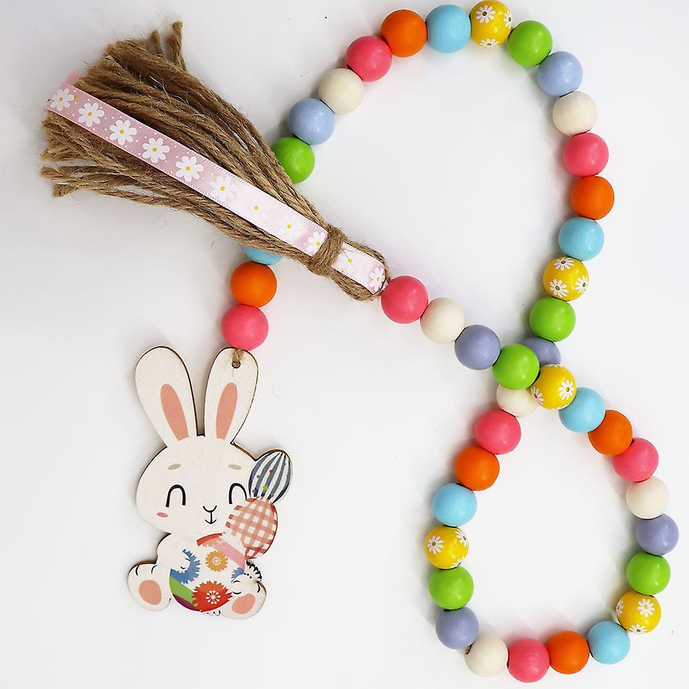 Easter Wood Bead Garland Decor - Tiered Tray Beads Home Decoration