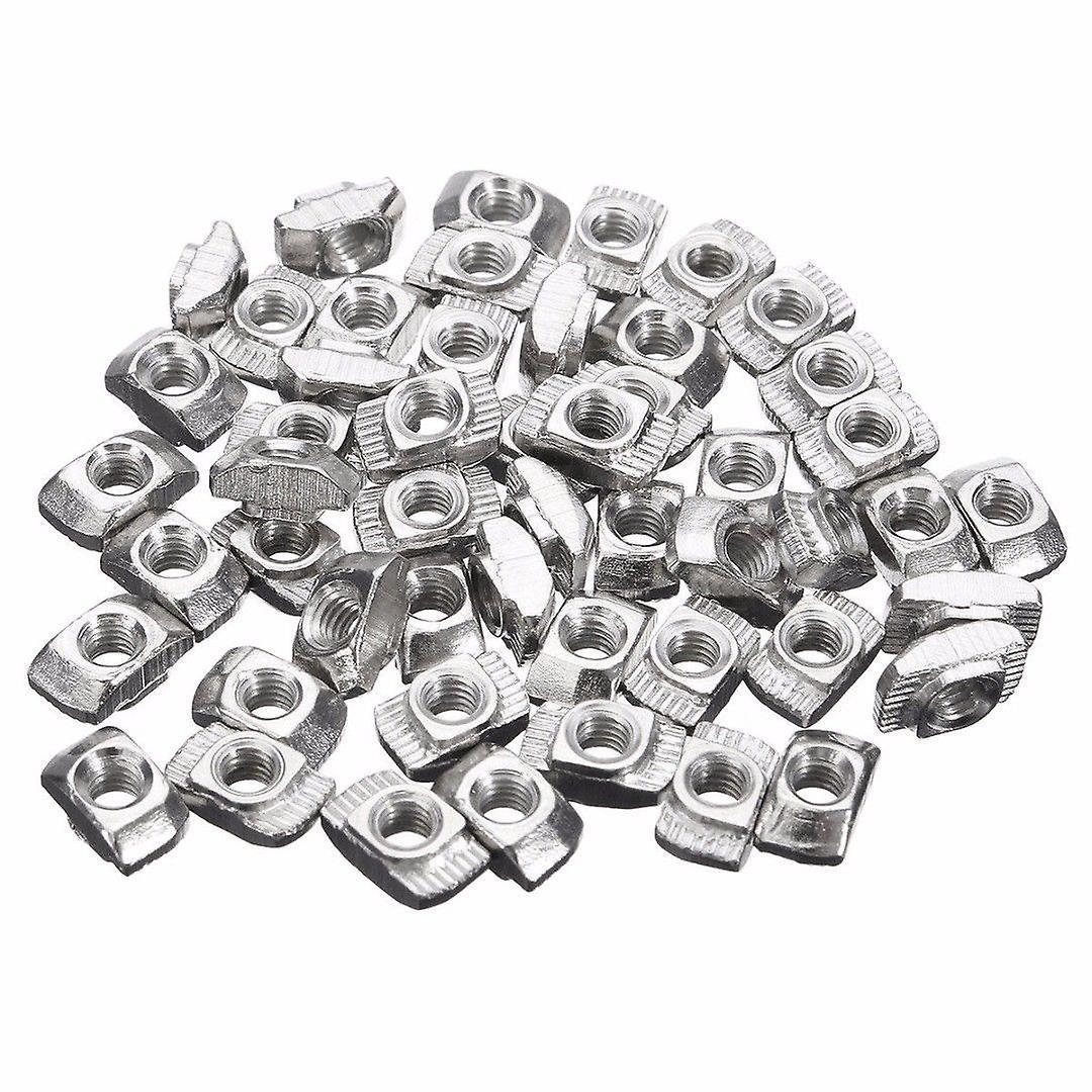 50pcs M4-20 T-nut Thread T Slot Hammer Head Drop In Nut 50pcs Silver