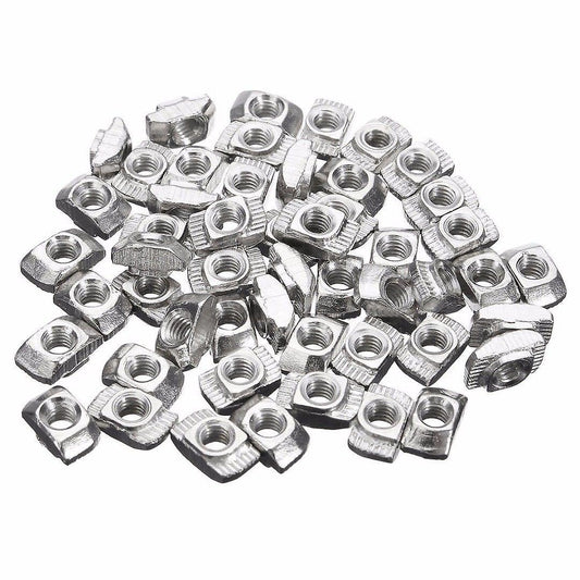 50pcs M4-20 T-nut Thread T Slot Hammer Head Drop In Nut 50pcs Silver
