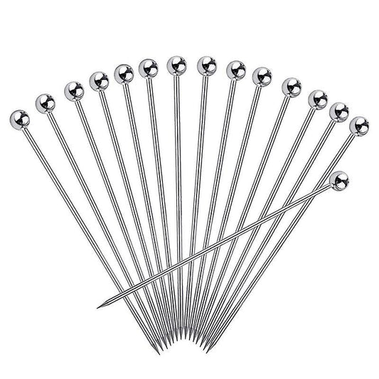 15pcs Cocktail Picks, 4 Inch Reusable Stainless Steel Martini Picks