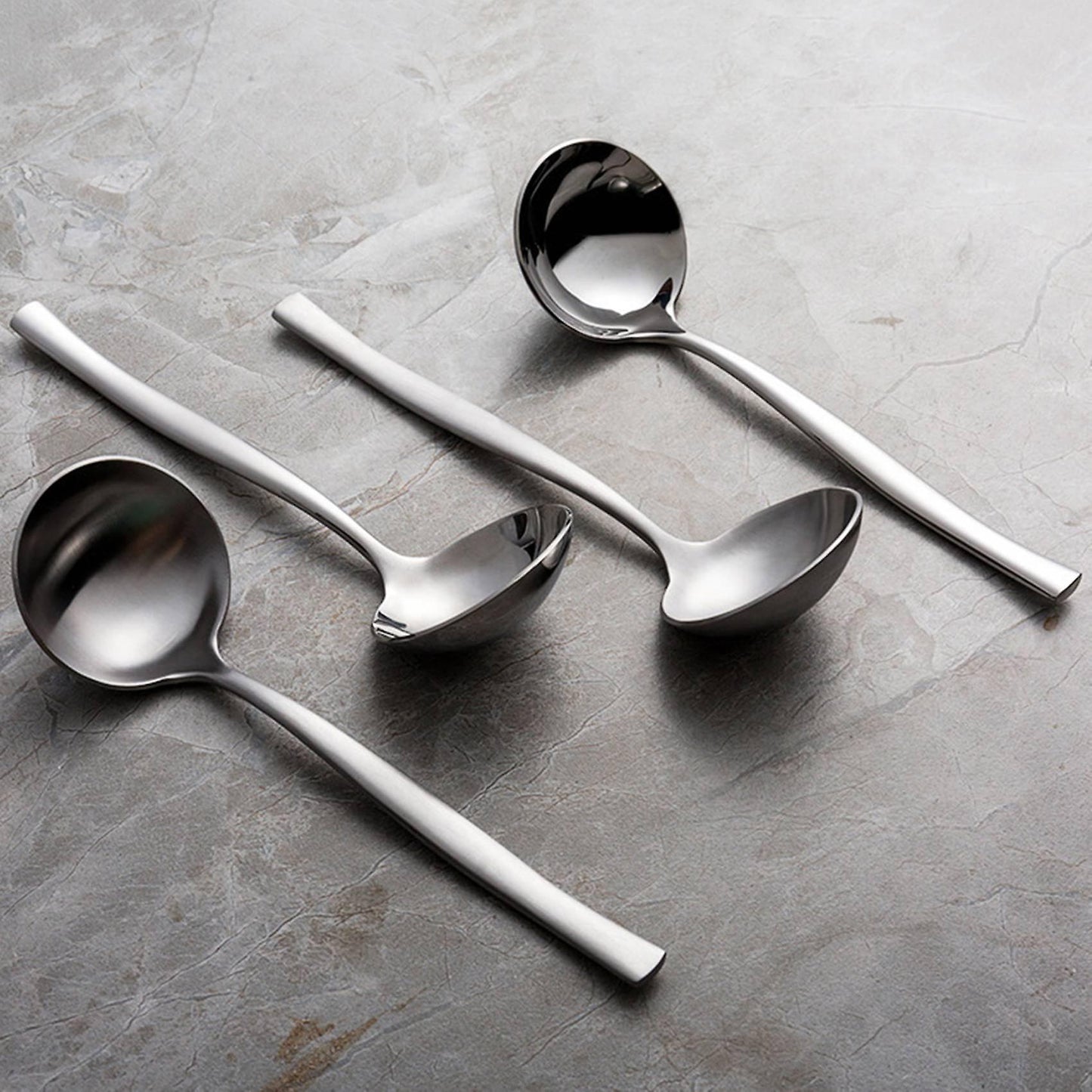 Stainless Steel Roundhead Dessert Spoon Long Handle Spoon Soup Bright